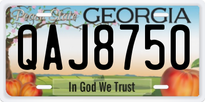 GA license plate QAJ8750