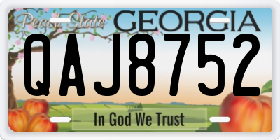 GA license plate QAJ8752