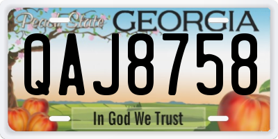 GA license plate QAJ8758