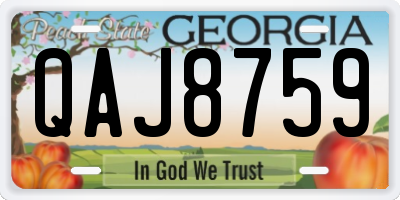 GA license plate QAJ8759