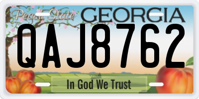GA license plate QAJ8762