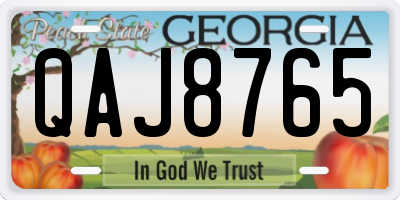 GA license plate QAJ8765