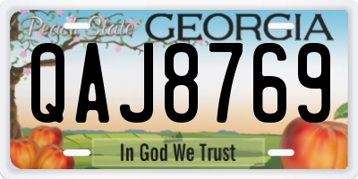 GA license plate QAJ8769