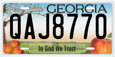 GA license plate QAJ8770