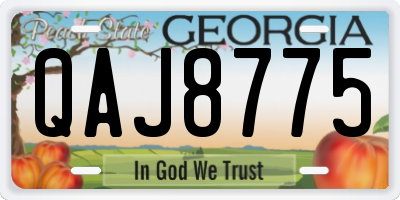 GA license plate QAJ8775