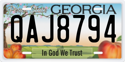 GA license plate QAJ8794