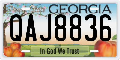 GA license plate QAJ8836