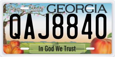 GA license plate QAJ8840