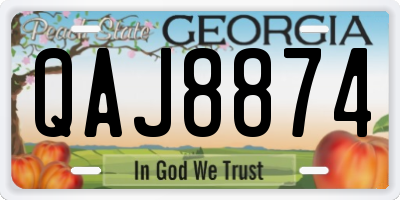 GA license plate QAJ8874