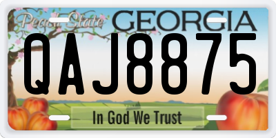 GA license plate QAJ8875