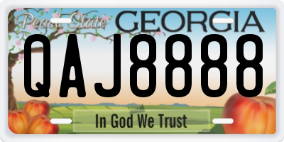 GA license plate QAJ8888