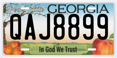 GA license plate QAJ8899