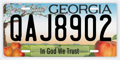 GA license plate QAJ8902