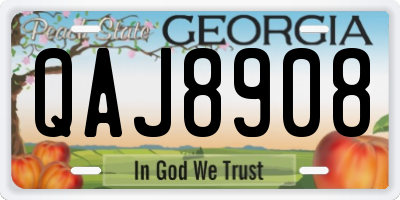 GA license plate QAJ8908