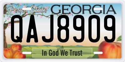 GA license plate QAJ8909