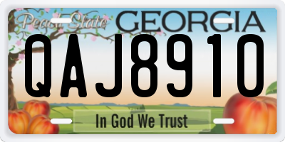 GA license plate QAJ8910