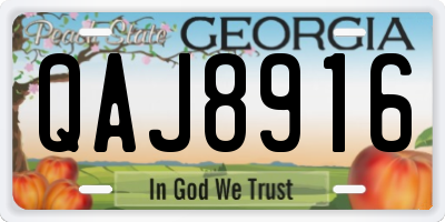 GA license plate QAJ8916