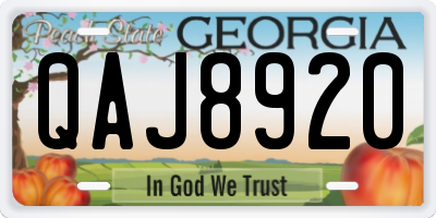 GA license plate QAJ8920