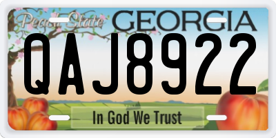 GA license plate QAJ8922