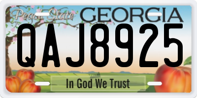 GA license plate QAJ8925