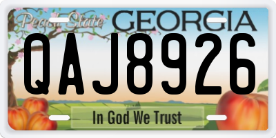 GA license plate QAJ8926