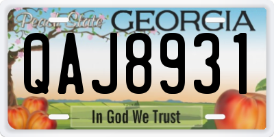GA license plate QAJ8931