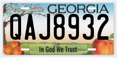 GA license plate QAJ8932
