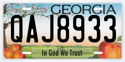 GA license plate QAJ8933