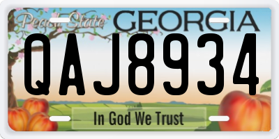 GA license plate QAJ8934
