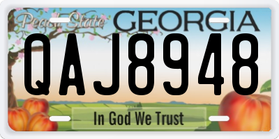 GA license plate QAJ8948