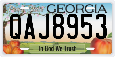 GA license plate QAJ8953
