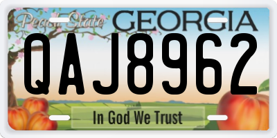 GA license plate QAJ8962