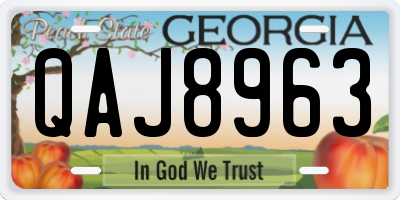 GA license plate QAJ8963