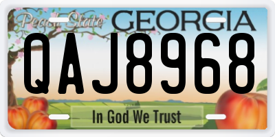 GA license plate QAJ8968