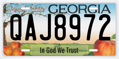GA license plate QAJ8972