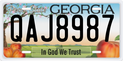 GA license plate QAJ8987