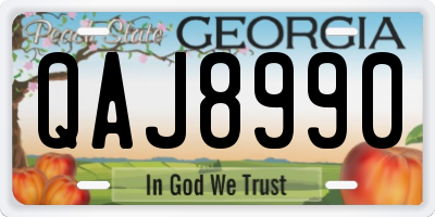 GA license plate QAJ8990