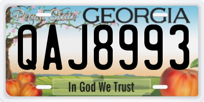 GA license plate QAJ8993