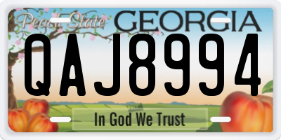 GA license plate QAJ8994