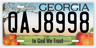 GA license plate QAJ8998