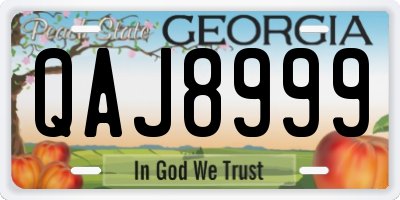 GA license plate QAJ8999