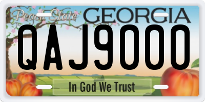 GA license plate QAJ9000