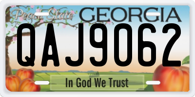 GA license plate QAJ9062
