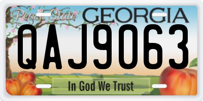 GA license plate QAJ9063