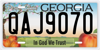 GA license plate QAJ9070