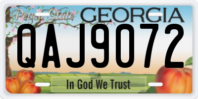 GA license plate QAJ9072