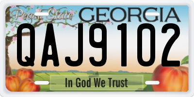 GA license plate QAJ9102