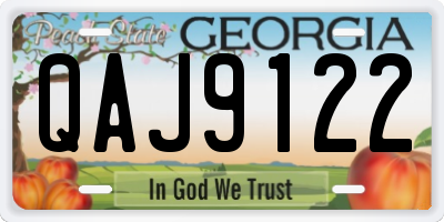 GA license plate QAJ9122