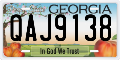 GA license plate QAJ9138