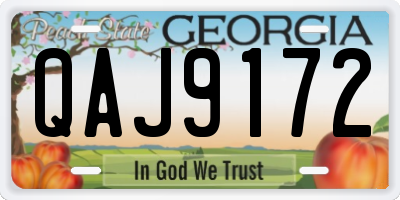 GA license plate QAJ9172